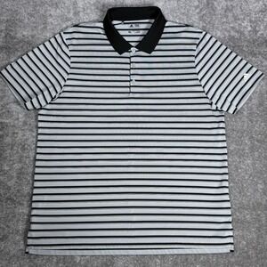 Adidas Polo‎ Shirt Men's XL Black Striped Short Sleeve Golf Performance Stretch
